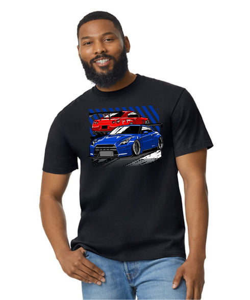JDM T-Shirt Japanese Modified Automotive Street Drift Drag Race Car Skyline Pair 27